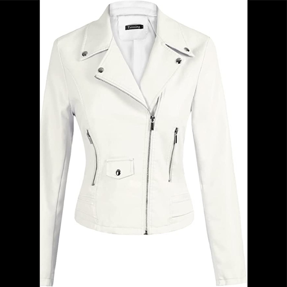 New Womens Zipper Leather Jacket Multiple Sizes - Picture 1 of 1